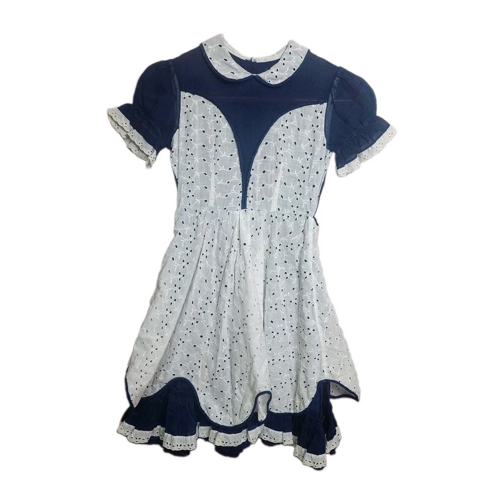 Vtg Cottagecore Prairie Lace Dress Girls Size 12